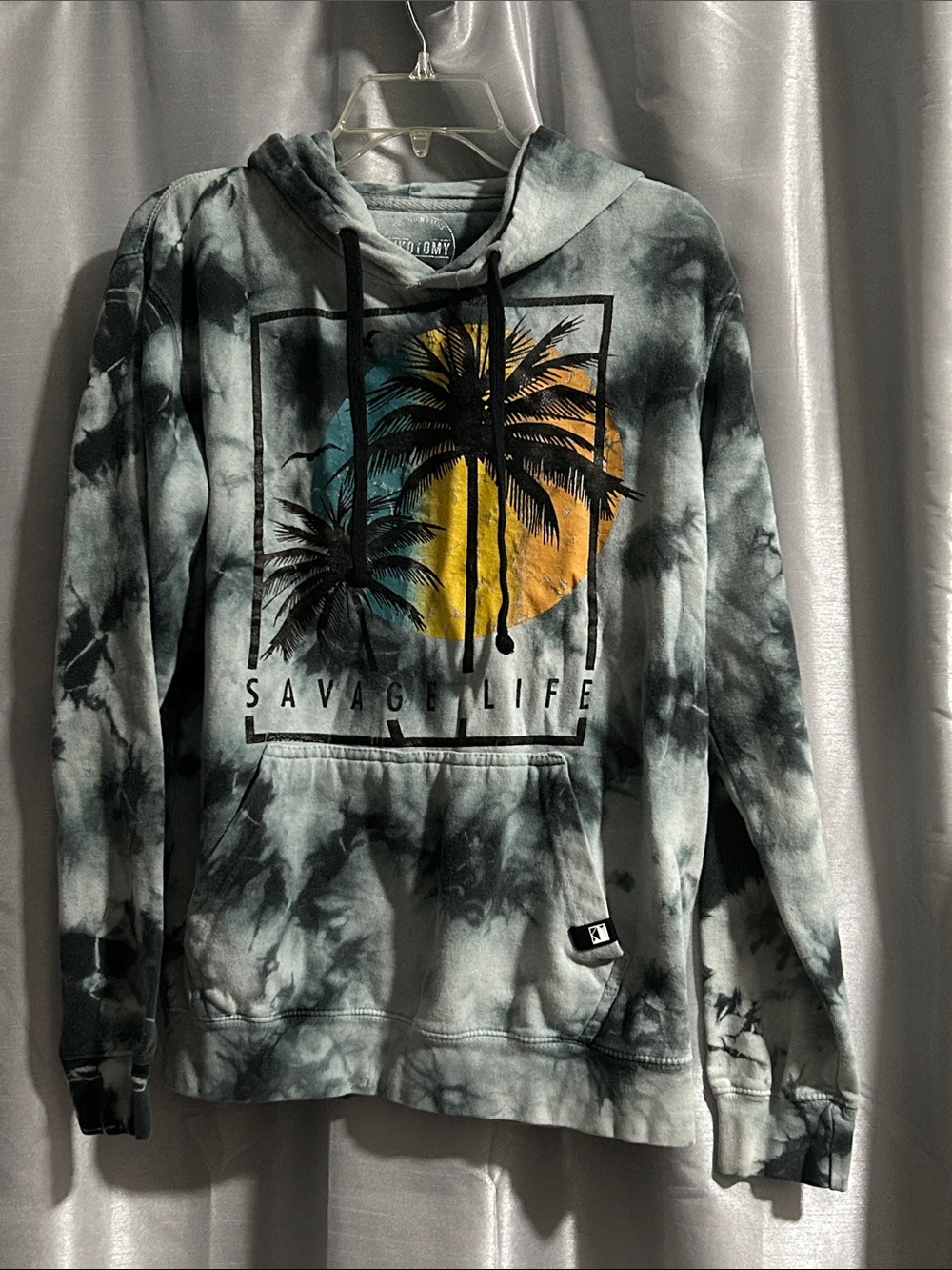 Bronx Tie-Dye Palm Graphic Hoodie - Black, Blue , Yellow